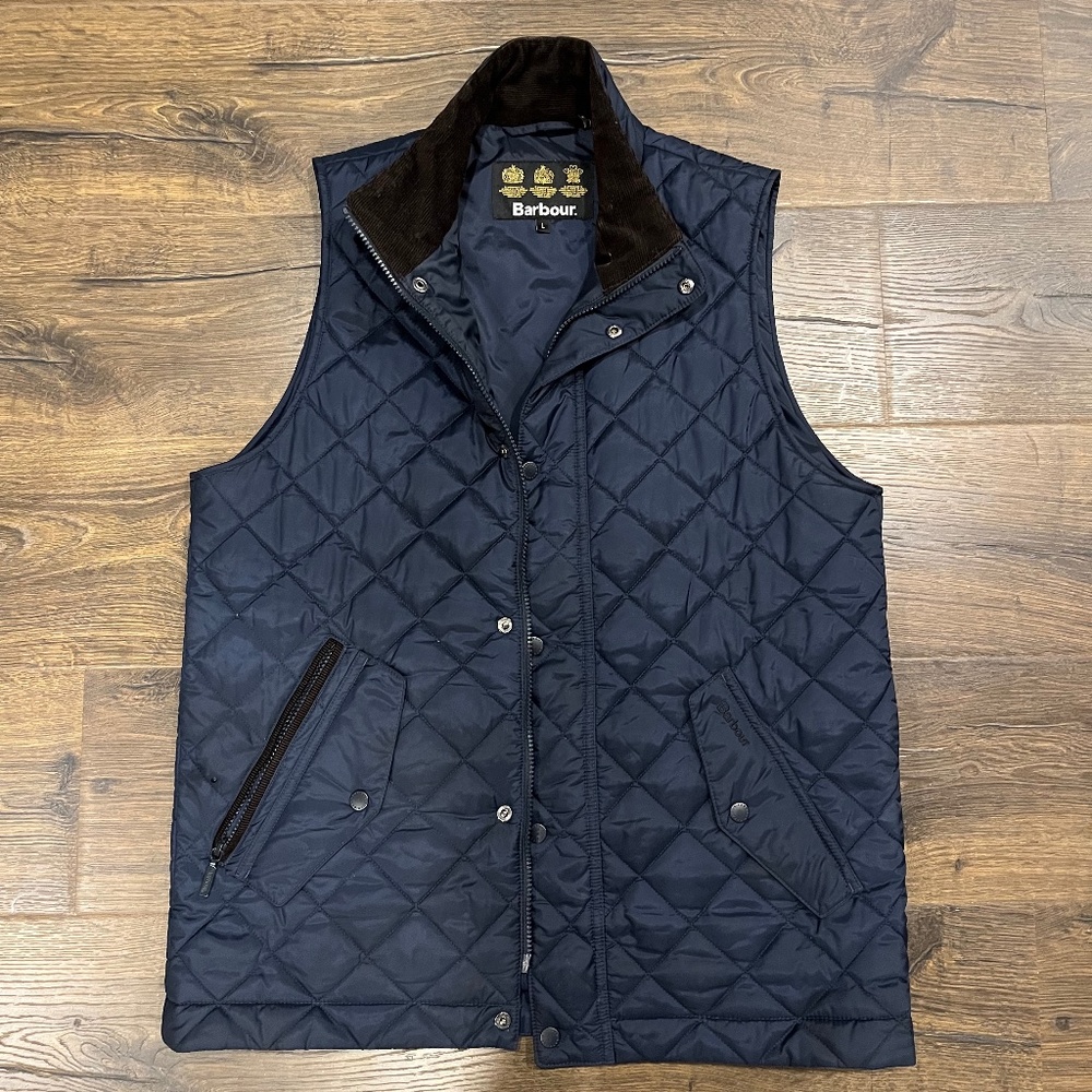 Barbour Kensington Quilted Vest Gilet Navy Mens L
